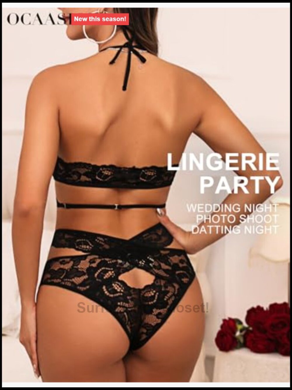 Sexy Lingerie Set Two Piece Lace Bra and Panty Bralette Sleepwear Set - Picture 5 of 7